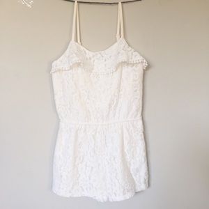 Girls Cream Lace Romper By Xhilaration